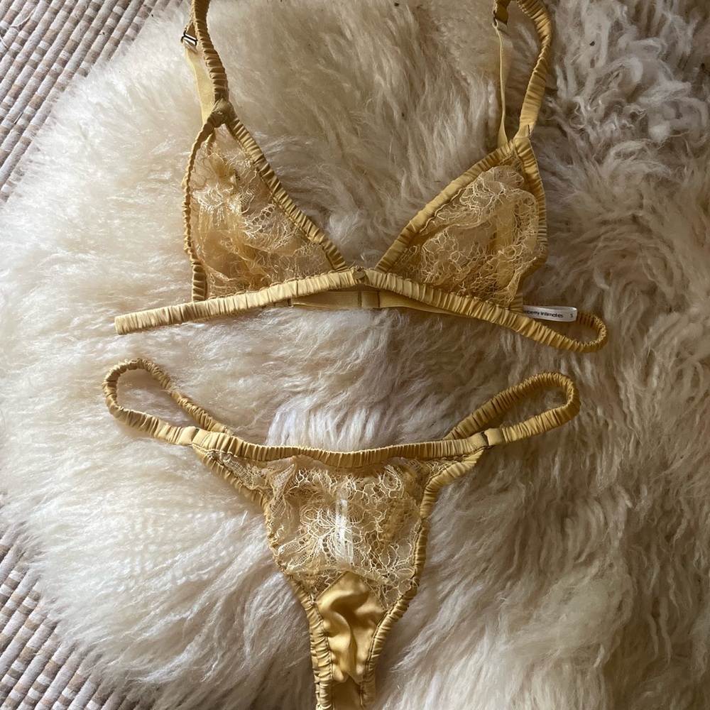 Gooseberry Gold Silk Lingerie Set